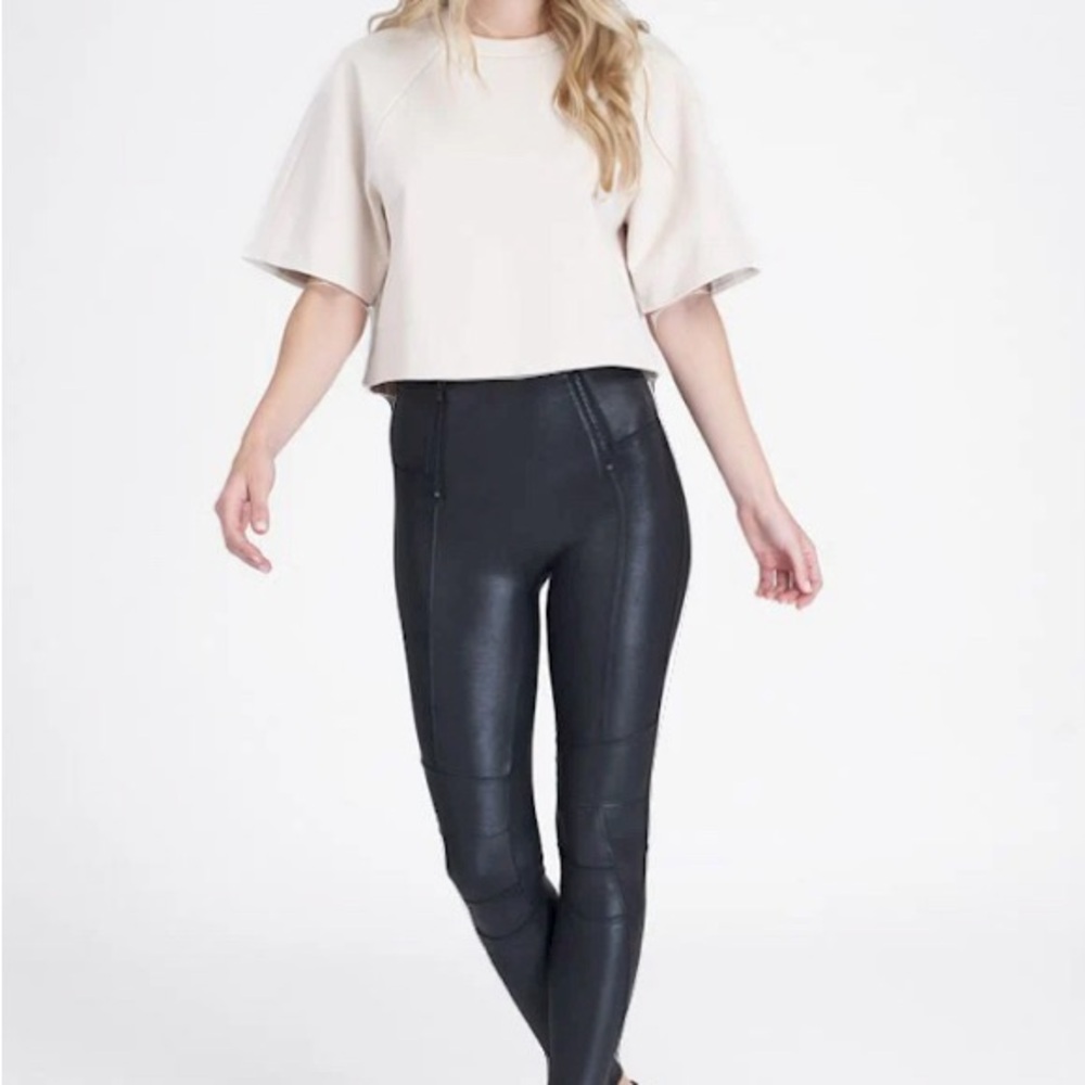 Spanx faux leather hip zip‎ leggings